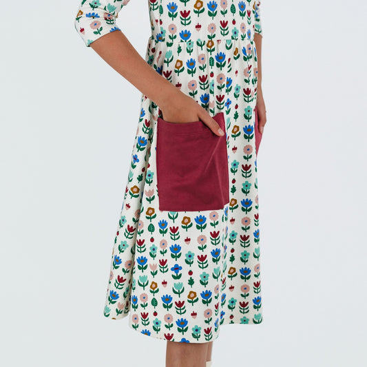 Youth Bamboo Clementine Dress | Block Floral-1