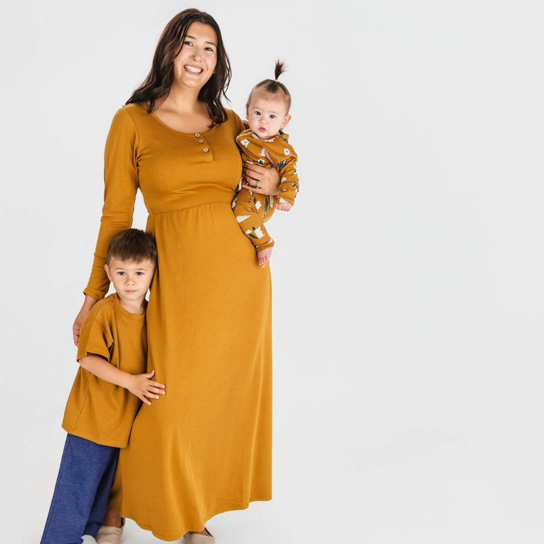 Ladies' Bamboo Long Sleeve Fit and Flare Dress | Umber-2