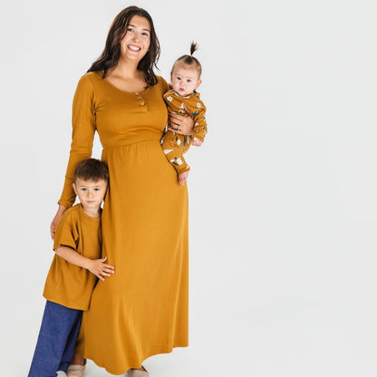 Ladies' Bamboo Long Sleeve Fit and Flare Dress | Umber-2