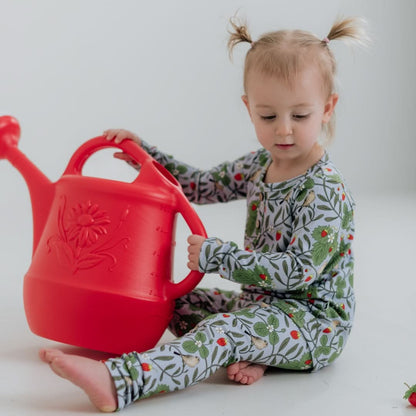 Youth 2-Piece Bamboo Long Sleeve Henley Lounge Set | Strawberry Patch-2