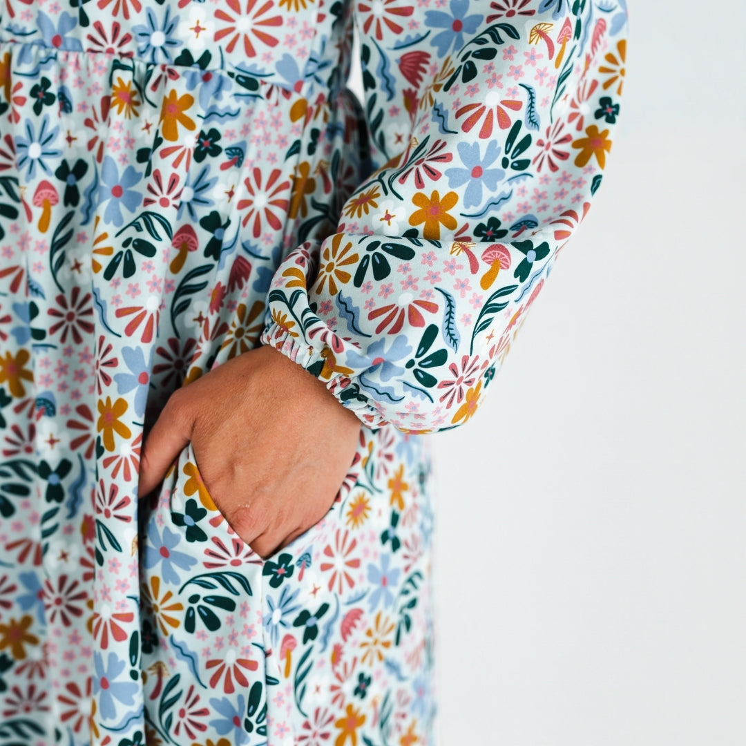 Ladies' Bamboo Puffed Sleeve Dress | Floating Floral-2