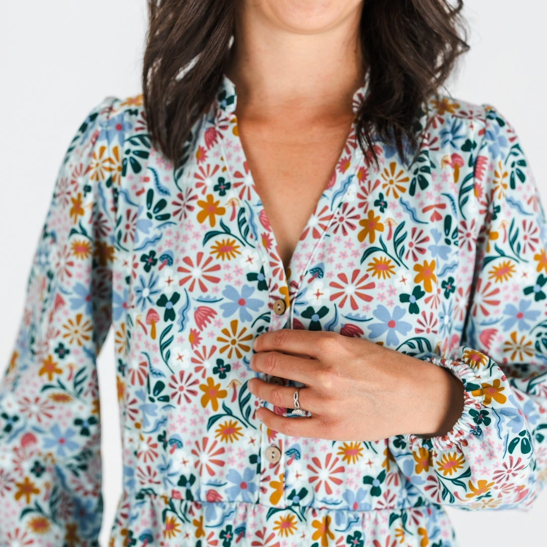 Ladies' Bamboo Puffed Sleeve Dress | Floating Floral-3