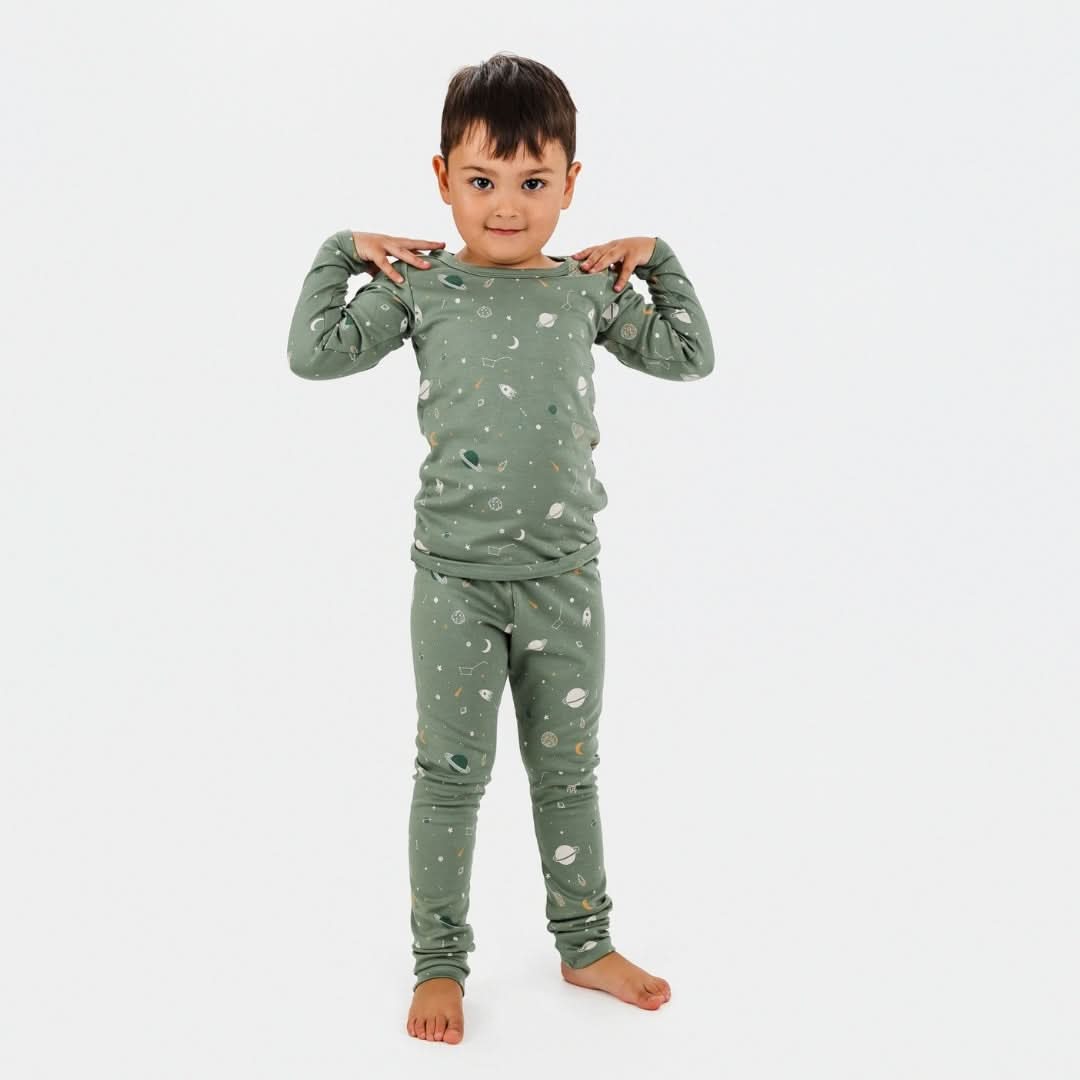Youth 2-Piece Bamboo Long Sleeve Snug-Fit Lounge Set | Outer Space-1