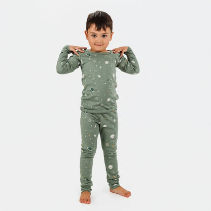 Youth 2-Piece Bamboo Long Sleeve Snug-Fit Lounge Set | Outer Space-1