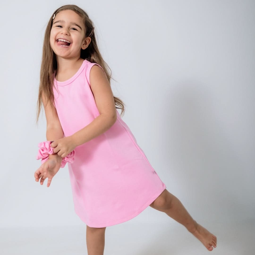 Kids' Bamboo Tank Shift Dress | Taffy Pink-1