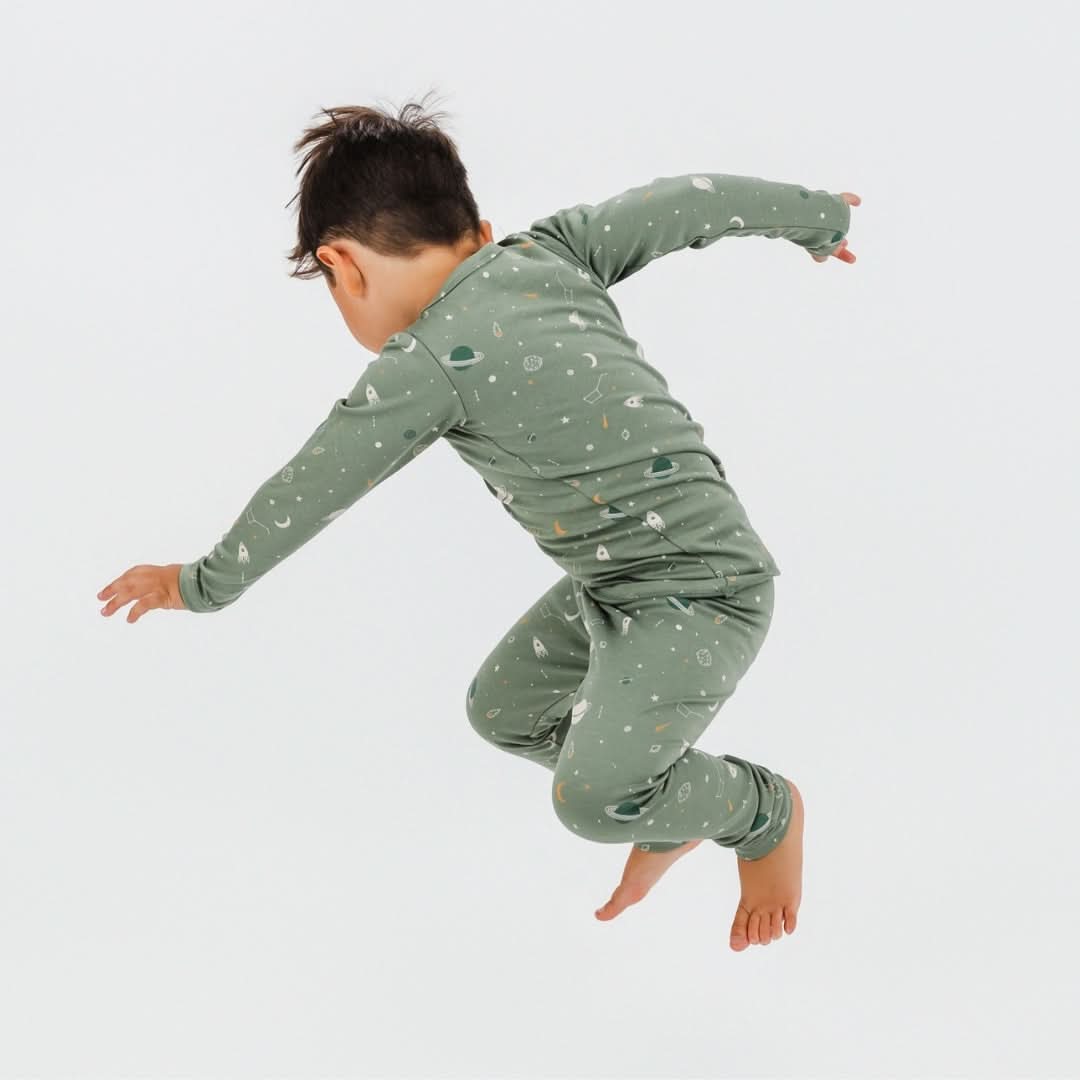 Youth 2-Piece Bamboo Long Sleeve Snug-Fit Lounge Set | Outer Space-2
