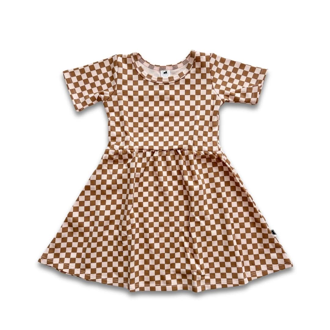 Baby/Kids' Bamboo Daphne Dress | Blush Checkers-0