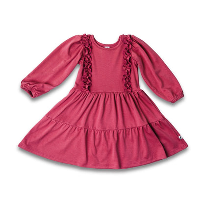 Kids' Bamboo Tiered Ruffled Dress | Pomegranate-0