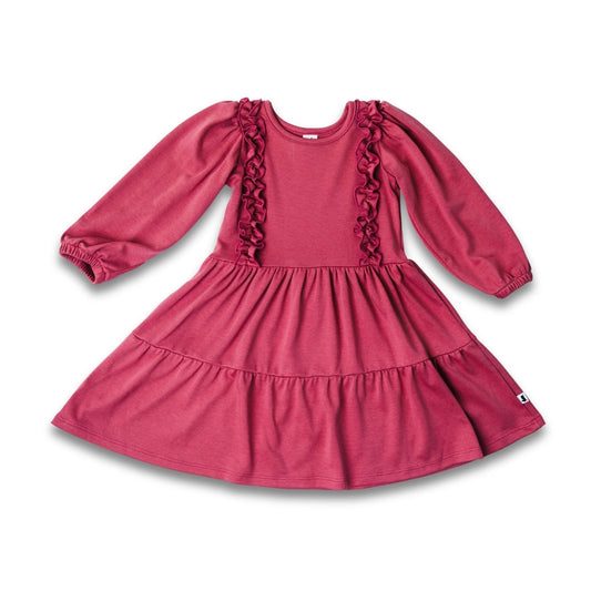 Kids' Bamboo Tiered Ruffled Dress | Pomegranate-0