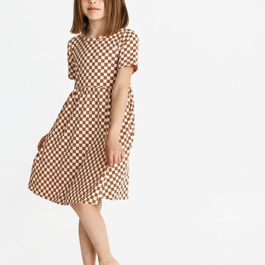 Youth Bamboo Daphne Dress | Blush Checkers-1