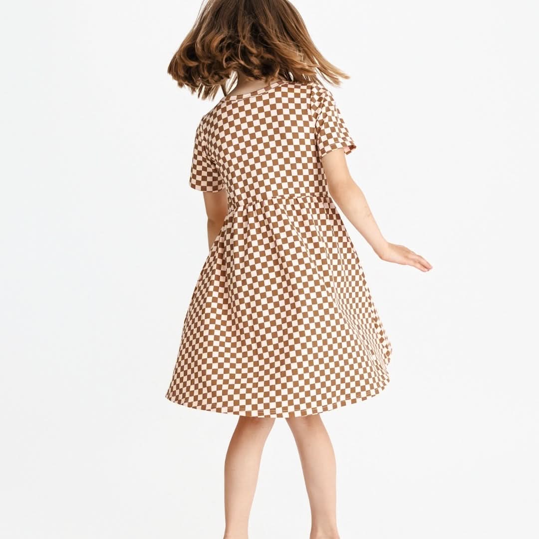 Youth Bamboo Daphne Dress | Blush Checkers-2