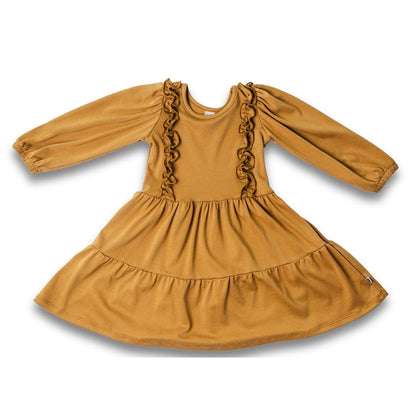 Kids' Bamboo Tiered Ruffled Dress | Umber-0