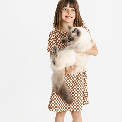 Youth Bamboo Daphne Dress | Blush Checkers-4