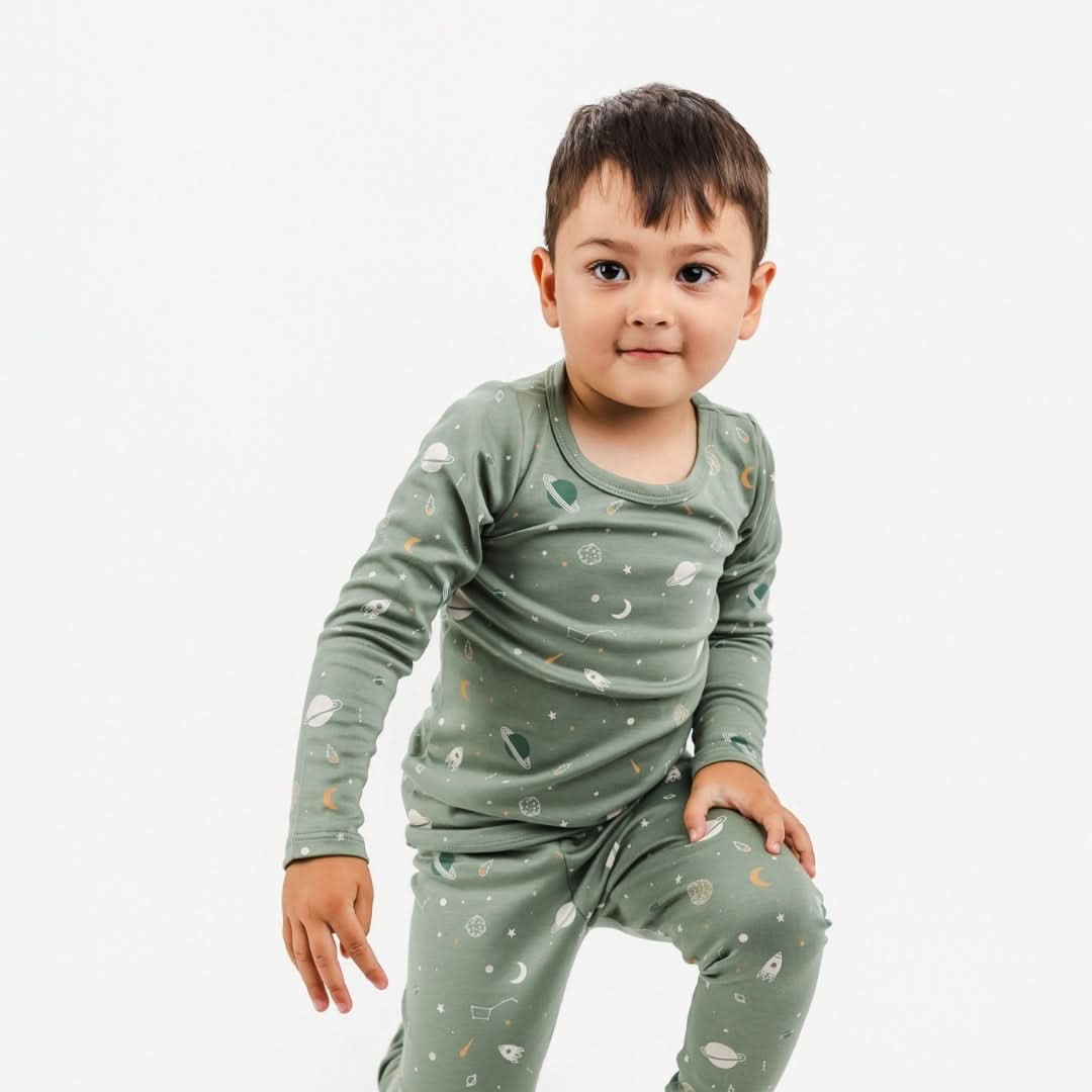 Youth 2-Piece Bamboo Long Sleeve Snug-Fit Lounge Set | Outer Space-0