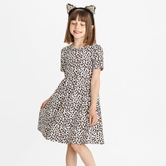 Youth Bamboo Daphne Dress | Snow Leopard-0