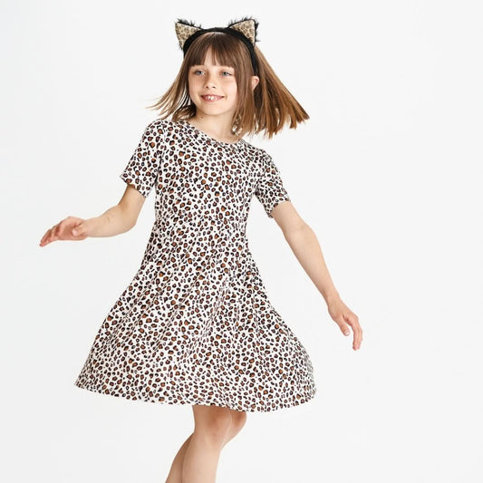 Youth Bamboo Daphne Dress | Snow Leopard-1