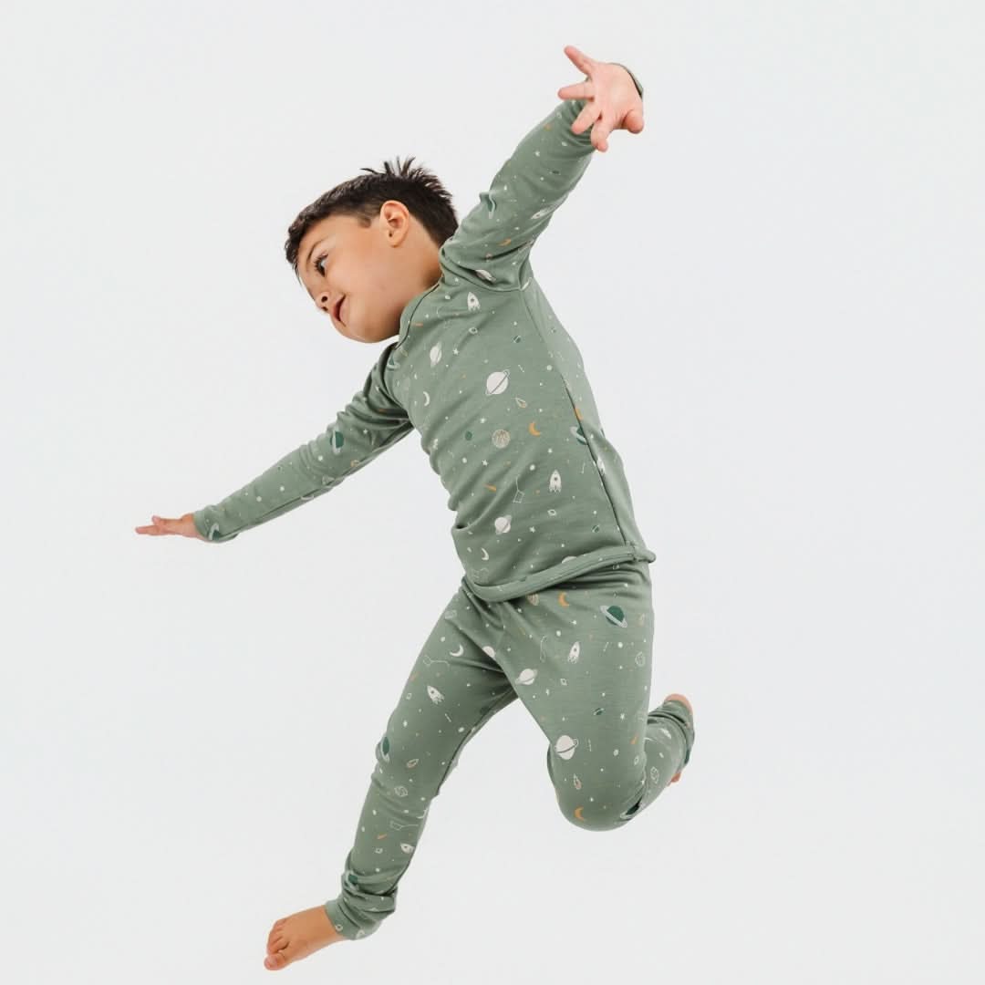 Youth 2-Piece Bamboo Long Sleeve Snug-Fit Lounge Set | Outer Space-3