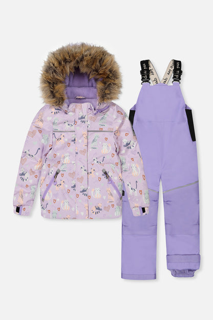 Two Piece Discover Snowsuit Purple Printed Cats-0
