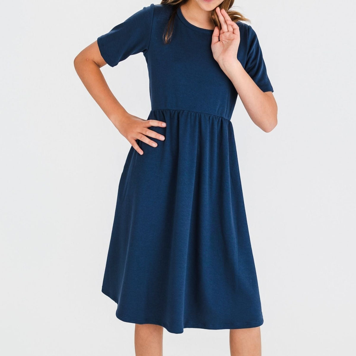 Youth Bamboo Daphne Dress | Navy-0