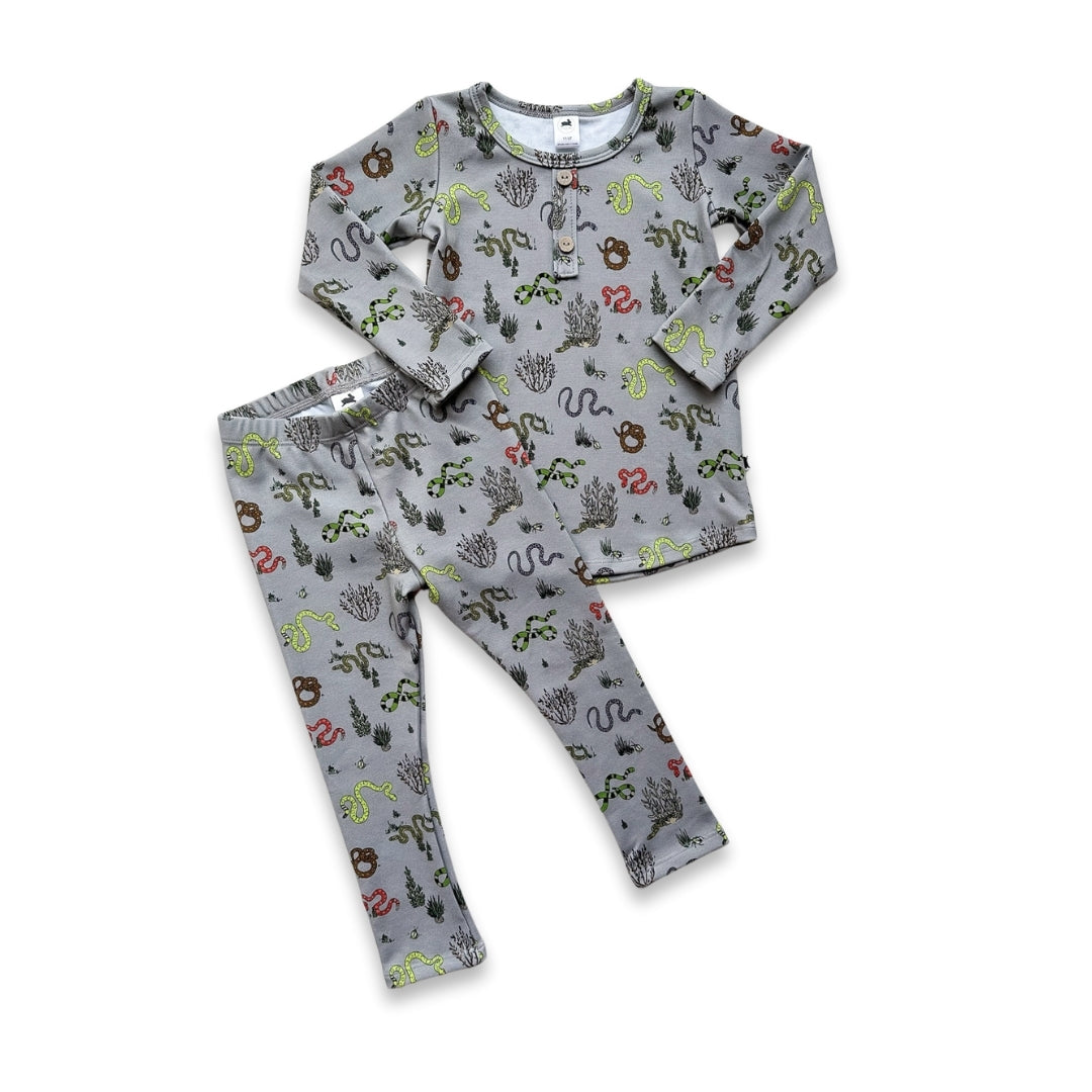 Baby/Kids 2-Piece Bamboo Long Sleeve Henley Lounge Set-1