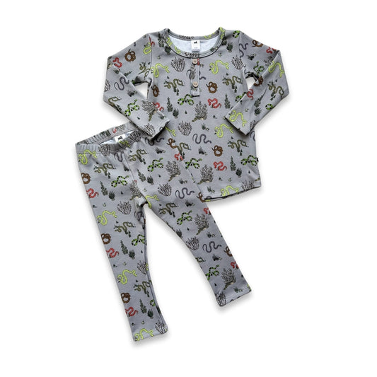 Baby/Kids 2-Piece Bamboo Long Sleeve Henley Lounge Set-1