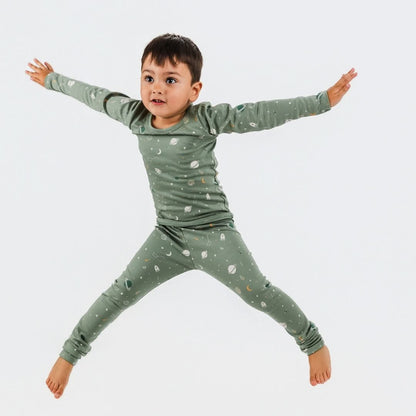 Youth 2-Piece Bamboo Long Sleeve Snug-Fit Lounge Set | Outer Space-4