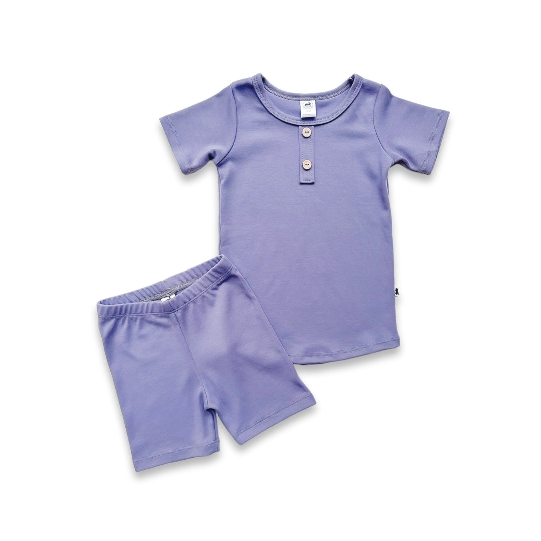 Baby/Kids 2-Piece Bamboo Short Sleeve Henley Lounge Set-0