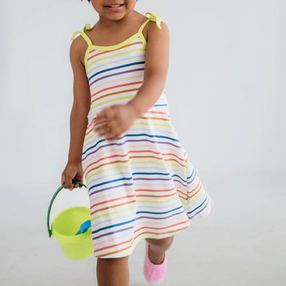 Kids' Bamboo Bow Strap Dress | Blue Smilies-3