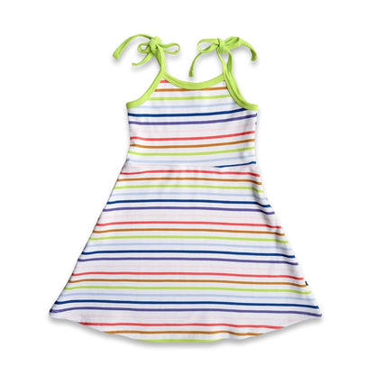 Kids' Bamboo Bow Strap Dress | Blue Smilies-4