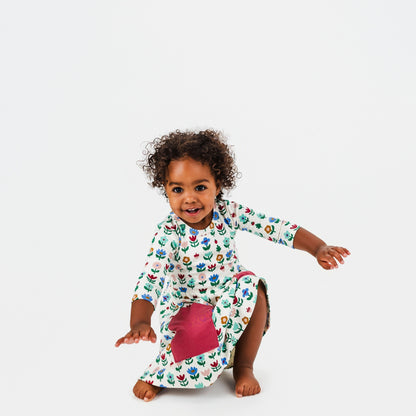 Kids' Bamboo Clementine Dress | Block Floral-4