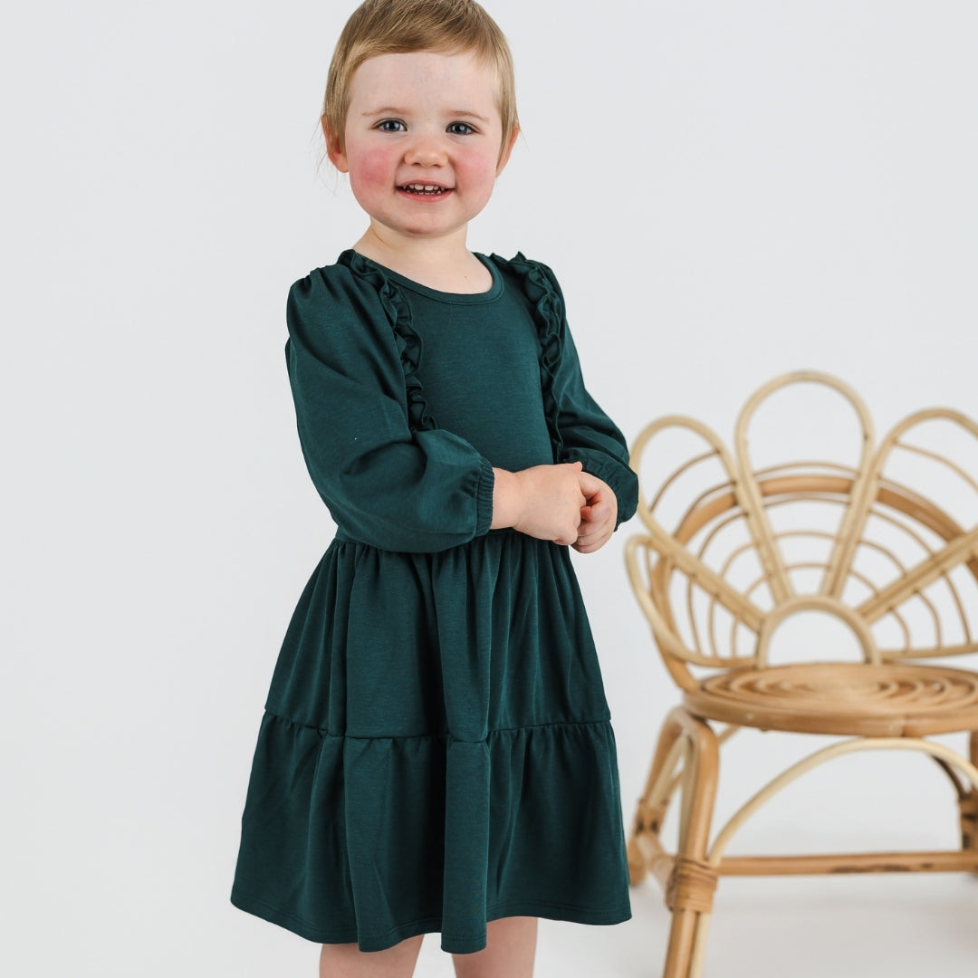 Kids' Bamboo Tiered Ruffled Dress | Juniper-2