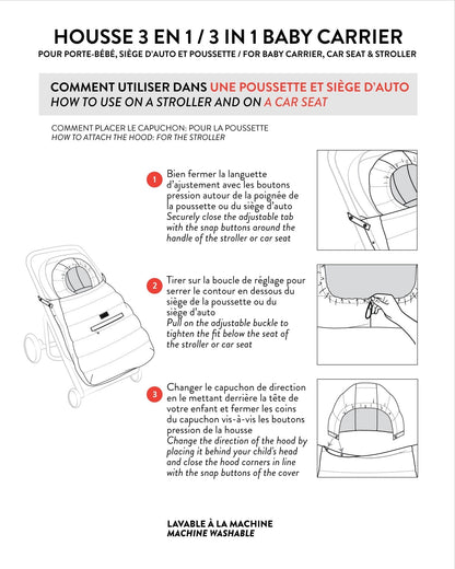 3-In-1 Multifunction Cover For Car Seat, Stroller, And Baby Carrier In Off-White-4