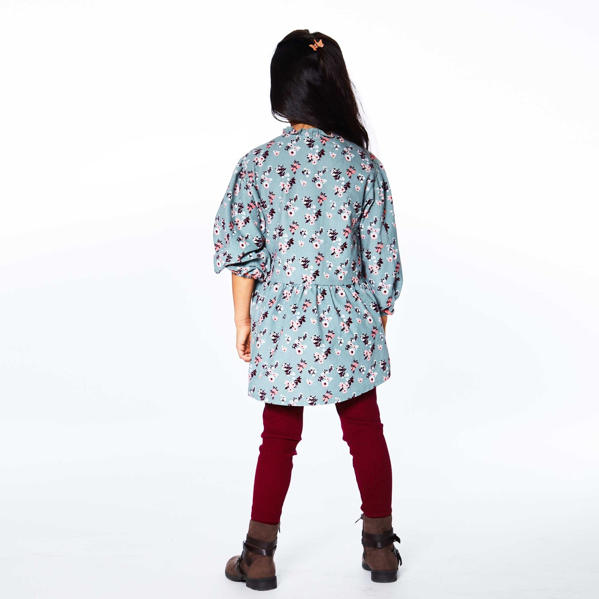 Baby Corduroy Long Sleeve Tunic Printed Flowers-1
