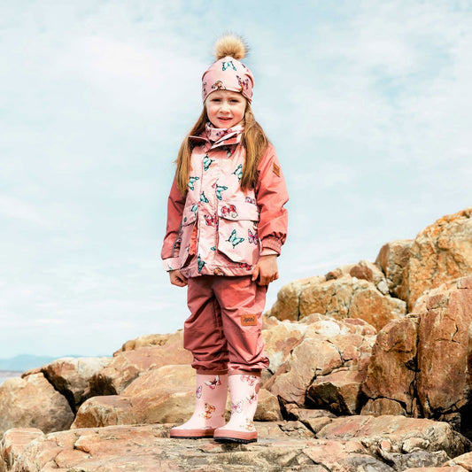 Printed Rain Boots Pink Watercolor Butterflies-1