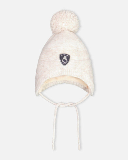 Peruvian Knit Hat In Champagne White For Baby-0