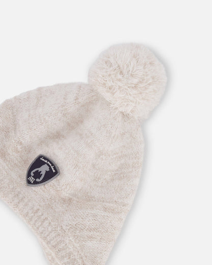Peruvian Knit Hat In Champagne White For Baby-4