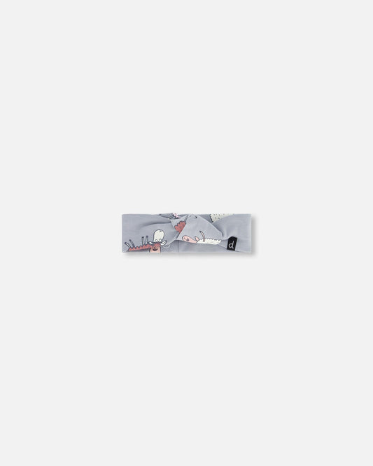Printed Organic Cotton Headband Blue Grey Sheep-0