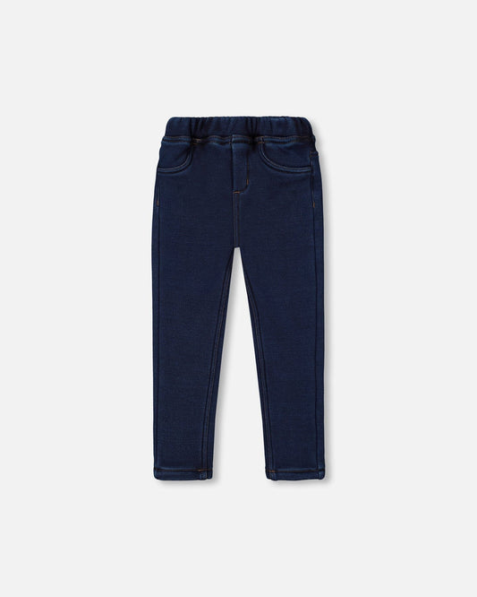 Jeggings With Inside Plush Dark Blue Denim-0