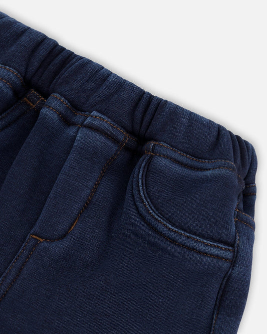 Jeggings With Inside Plush Dark Blue Denim-1