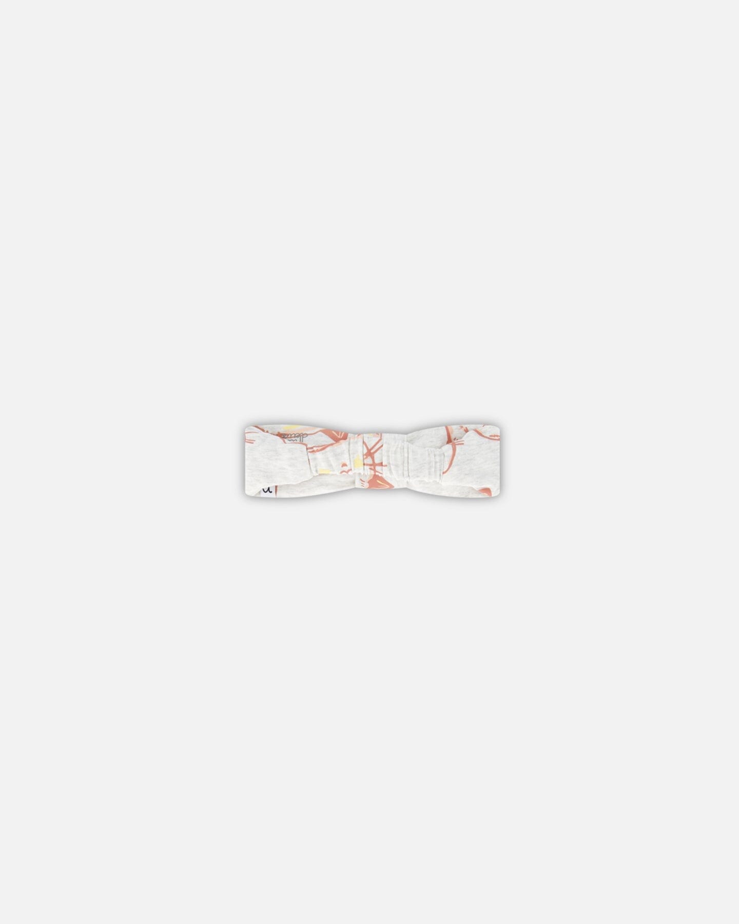 Organic Cotton Headband Heather Beige With Printed Cat-2
