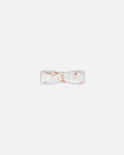 Organic Cotton Headband Heather Beige With Printed Cat-2