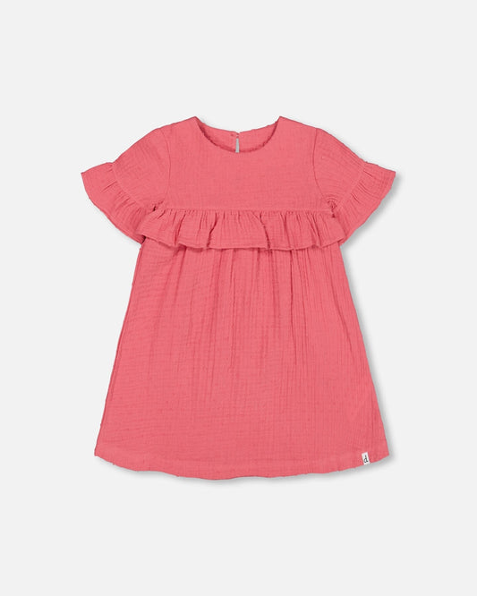 Muslin Dress With Frill Cherry-0