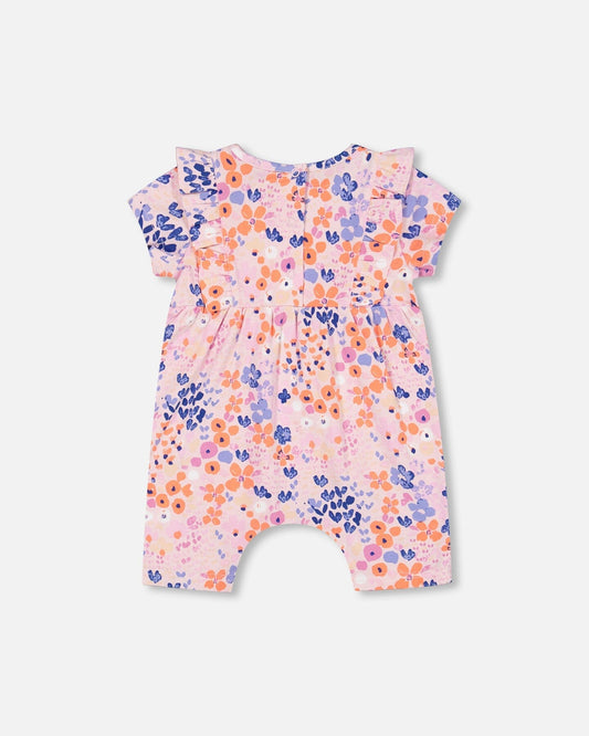 Organic Cotton Romper Lavender Printed Fields Flowers-1