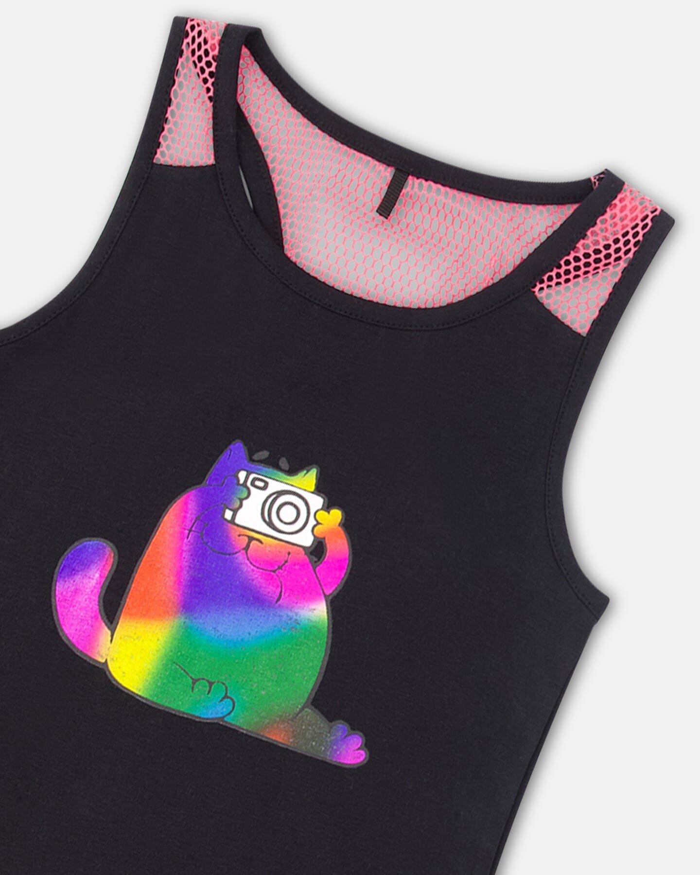 Organic Cotton Tank Top With Mesh Back Black-3