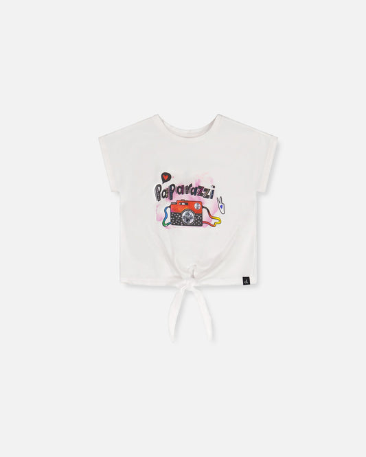 Organic Cotton T-Shirt With Knot White-0