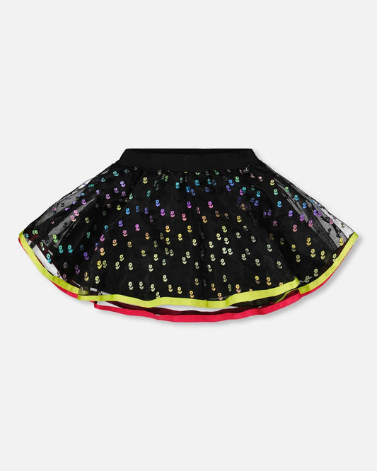 Printed Mesh Skirt Multicolor-0