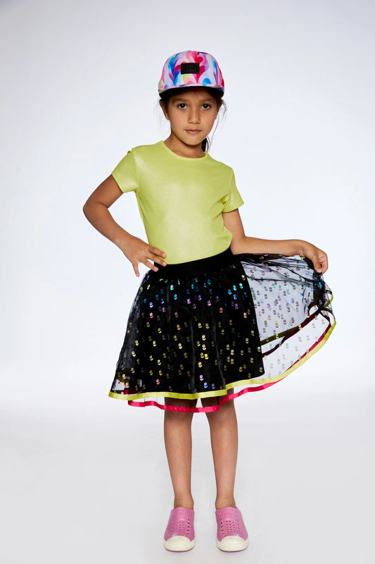 Printed Mesh Skirt Multicolor-1