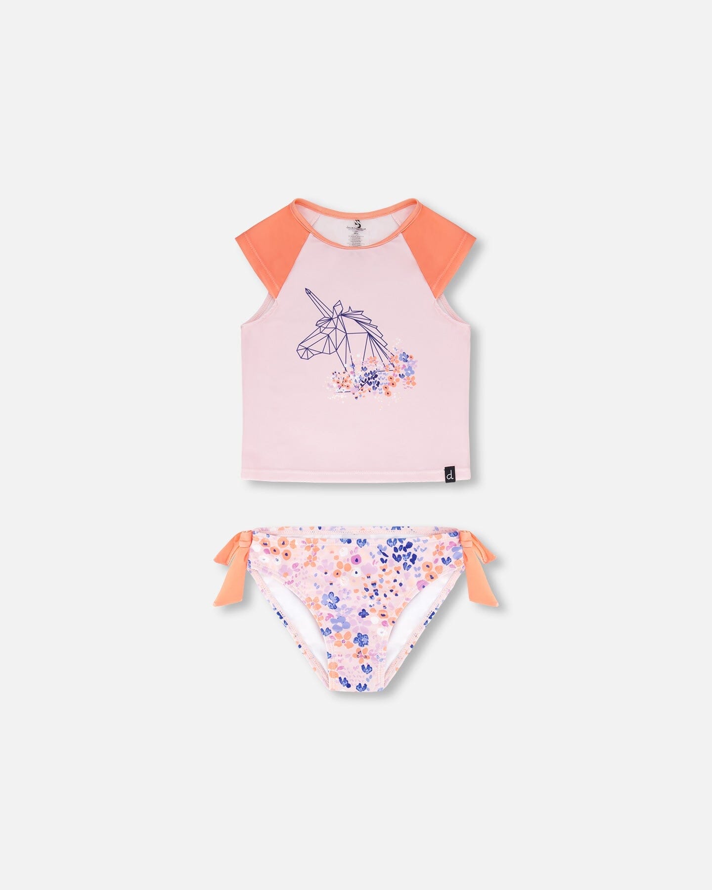 Two Piece Rashguard Swimsuit Lavender Printed Fields Flowers-0