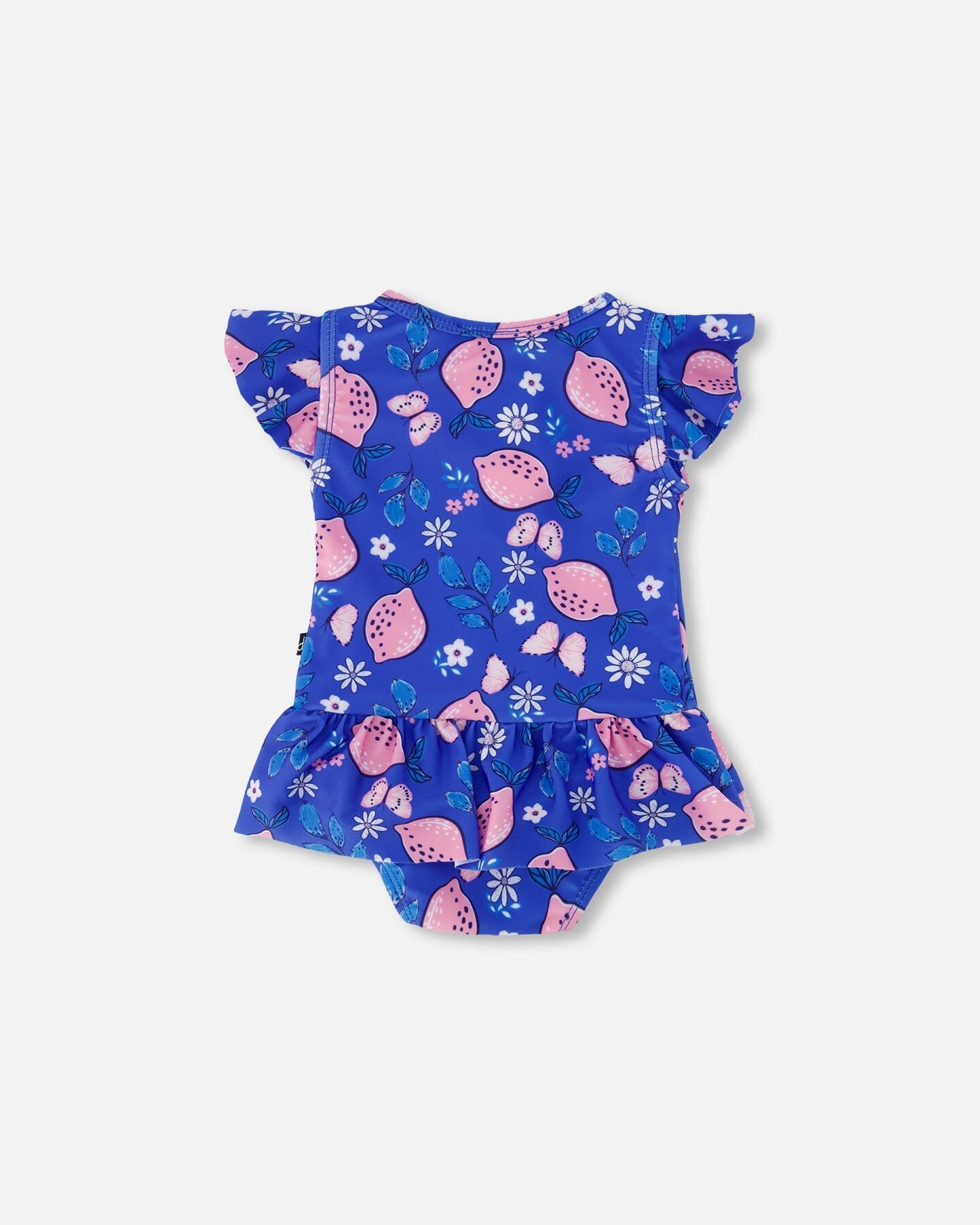 One Piece Swimsuit Royal Blue Printed Pink Lemon-2