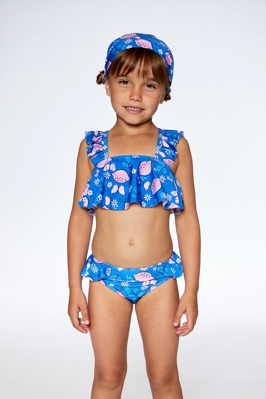 Swimwear Headband Royal Blue Printed Pink Lemon-1